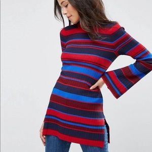 ASOS striped sweater flared sleeve sweater tunic 2